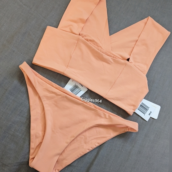 L*Space Parker Camacho Bikini Set Tangy Orange Salmon Pink - Picture 3 of 15